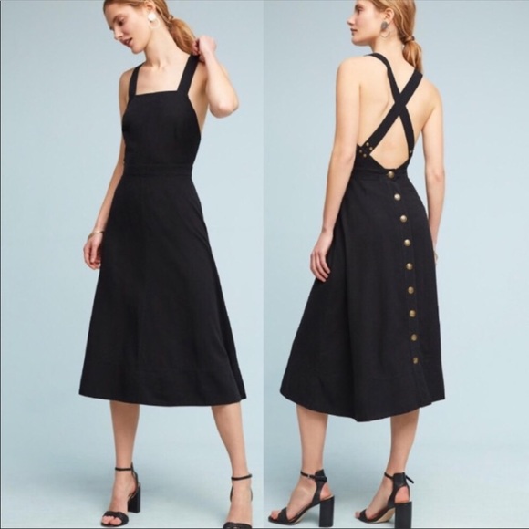 Anthropologie Dresses & Skirts - Anthro Maeve Emory Apron Black Silk Dress Sz 4P